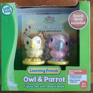 LEAP FROG LEARNING FRIENDS OWL & PARROT FIGURE SET & BOARD BOOK